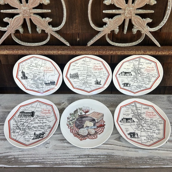limogues Other - Vintage French Porcelain Cheese Plate Set. Made in France